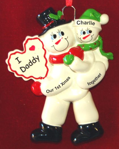 Personalized Single Dad Christmas Ornament 1st Xmas Together 1 Child by Russell Rhodes