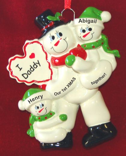 Personalized Single Dad Christmas Ornament 1st Xmas Together 2 Kids by Russell Rhodes