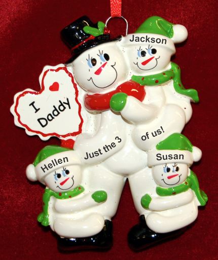 Personalized Single Dad Christmas Ornament Let It Snow 3 Kids by Russell Rhodes