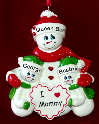 Personalized Single Mom Christmas Ornament Let It Snow 2 Kids by Russell Rhodes