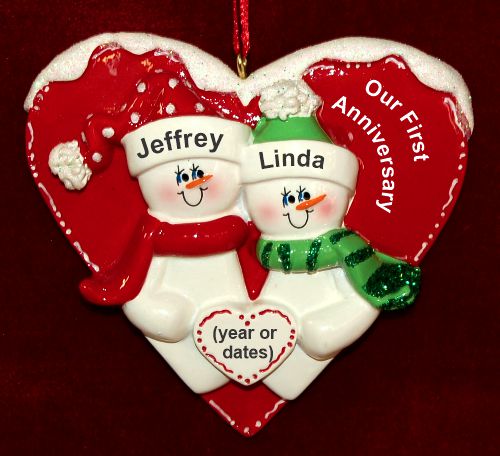 Personalized Anniversary Christmas Ornament Heart by Russell Rhodes
