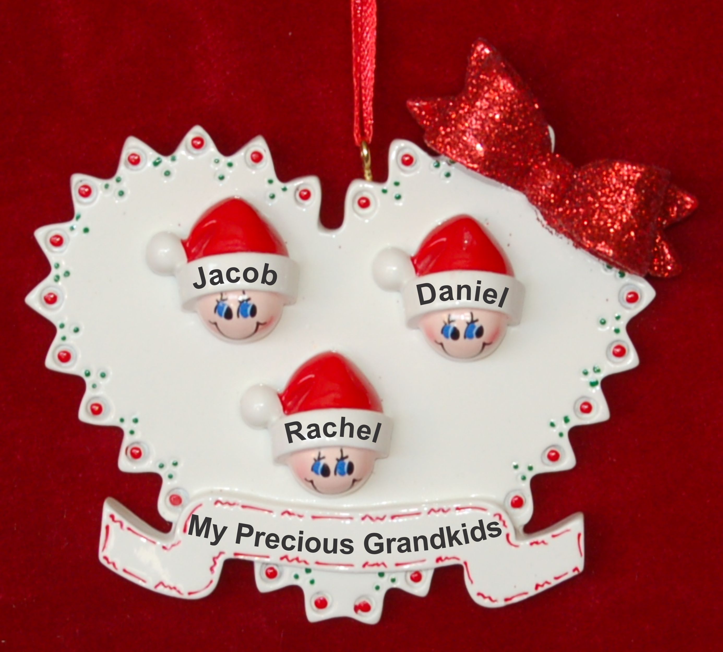 Grandparents Christmas Ornament Quilt of Love 3 Grandkids Personalized by RussellRhodes.com