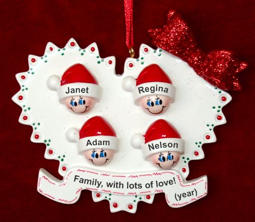 Family Christmas Ornament Loving Heart for 4 Personalized by RussellRhodes.com