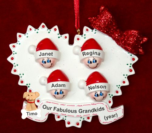 Grandparents Christmas Ornament Loving Heart 4 Grandkids with Pets Personalized by RussellRhodes.com