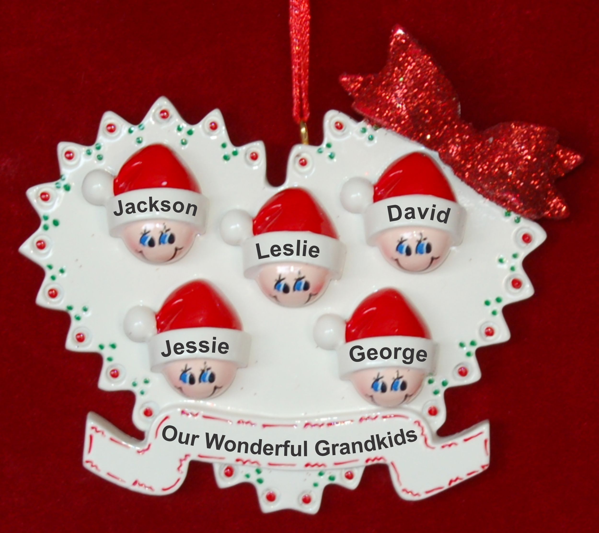 Grandparents Christmas Ornament Quilt of Love 5 Grandkids Personalized by RussellRhodes.com