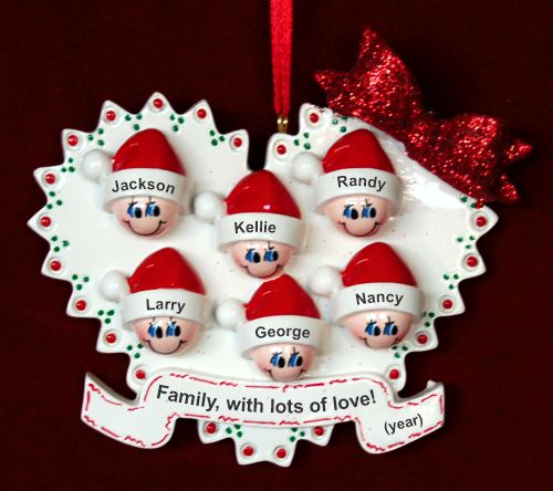 Family Christmas Ornament Loving Heart for 6 Personalized by RussellRhodes.com