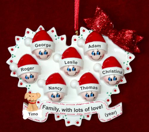 Family Christmas Ornament Loving Heart for 7 with Pets Personalized by RussellRhodes.com