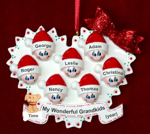 Grandparents Christmas Ornament Loving Heart 7 Grandkids with Pets Personalized by RussellRhodes.com