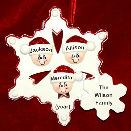 Family Christmas Ornament Snowflakes for 3 Personalized by RussellRhodes.com