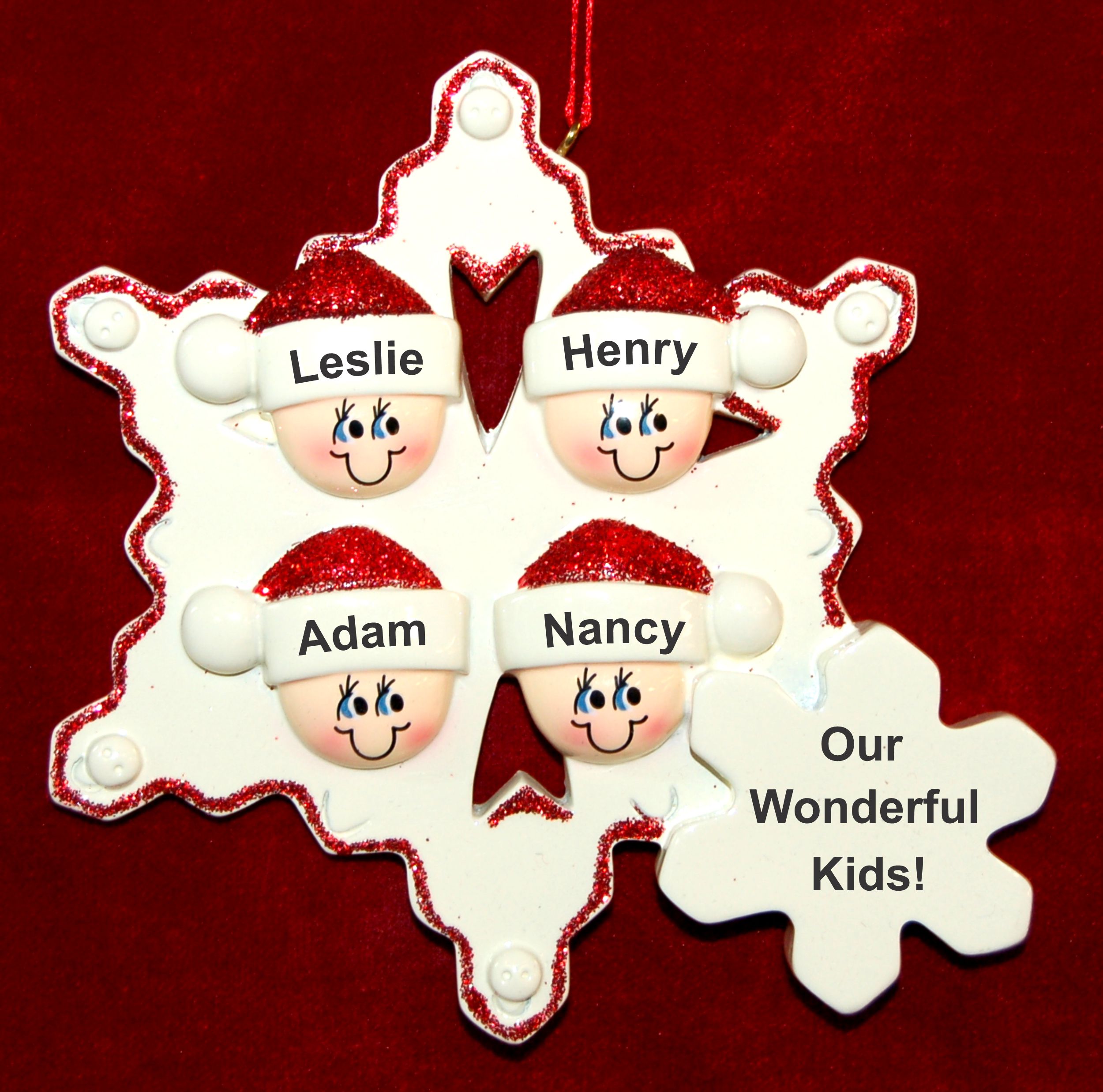Personalized Family Christmas Ornament Snowflakes Just the Kids 4 by Russell Rhodes