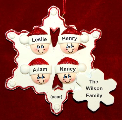 Family Christmas Ornament Snowflakes for 4 Personalized by RussellRhodes.com
