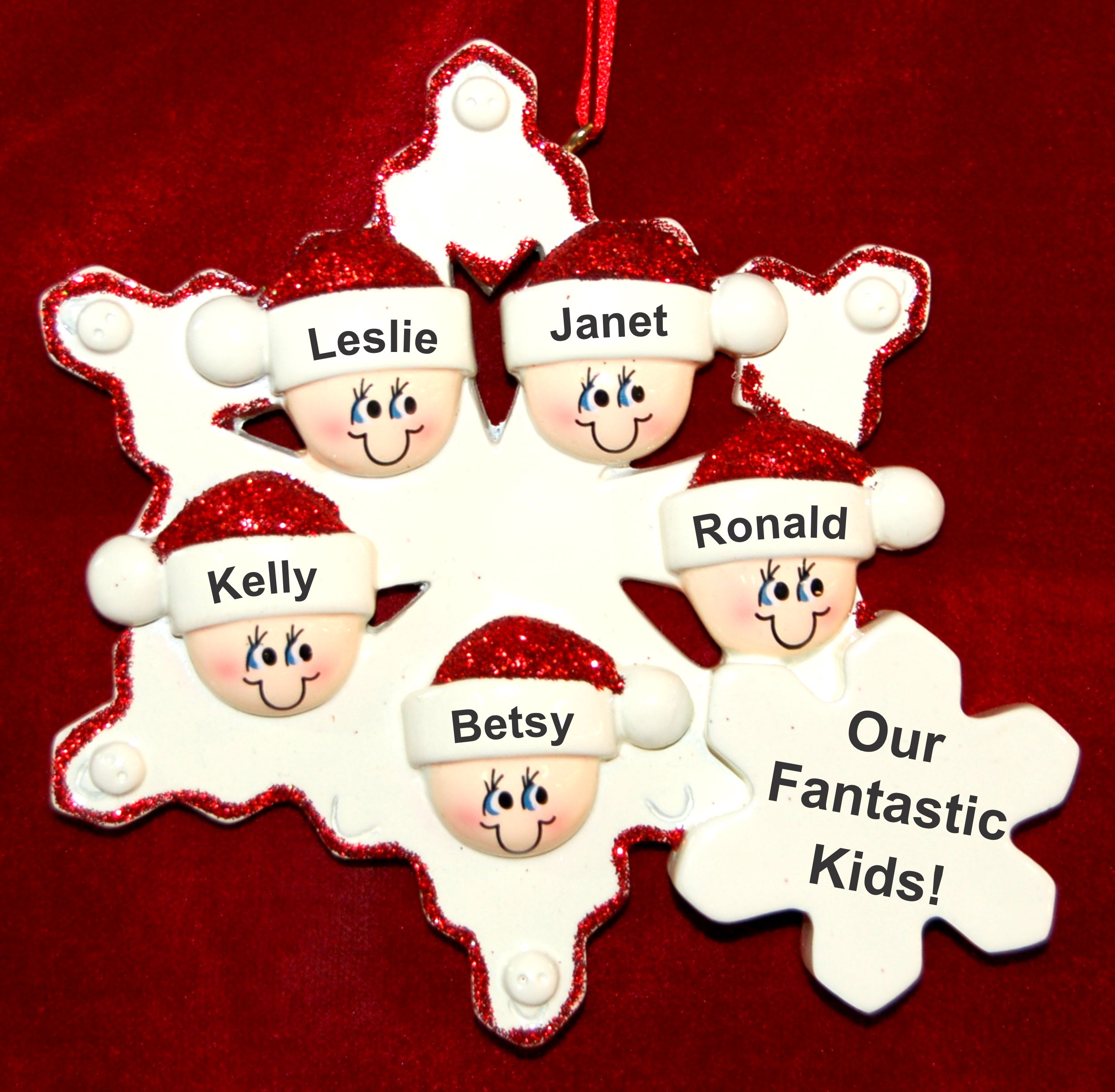 Personalized Family Christmas Ornament Snowflakes Just the Kids 5 by Russell Rhodes