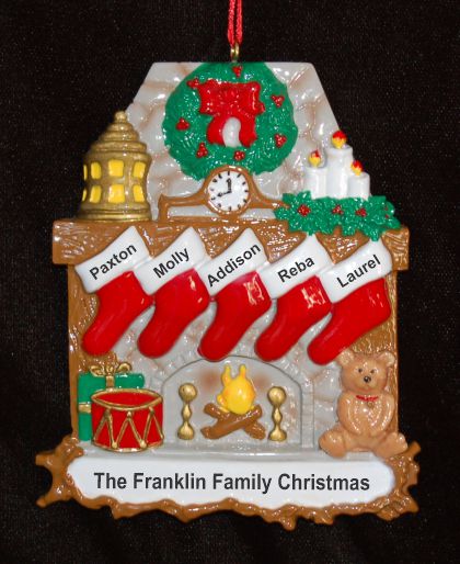 Personalized Family Christmas Ornament Stone Fireplace 5 by Russell Rhodes