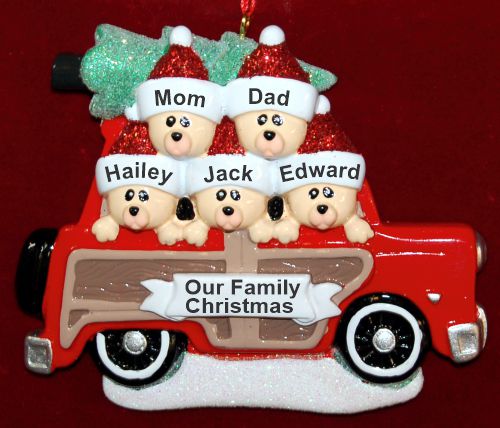 Personalized Family Christmas Ornament Woody for 5 by Russell Rhodes