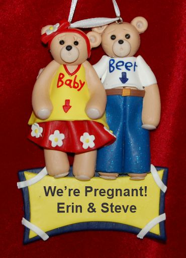 Expecting Couple Christmas Ornament Belly Bears Personalized by RussellRhodes.com