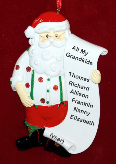 Santa's List Up to 6 Grandkids Christmas Ornament Personalized by RussellRhodes.com