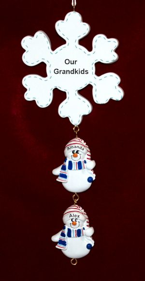 Grandparents Christmas Ornament Snowflake 2 Grandkids Personalized by RussellRhodes.com