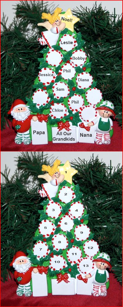 Personalized Grandparents Tabletop Christmas Decoration Peppermints for 8 by Russell Rhodes