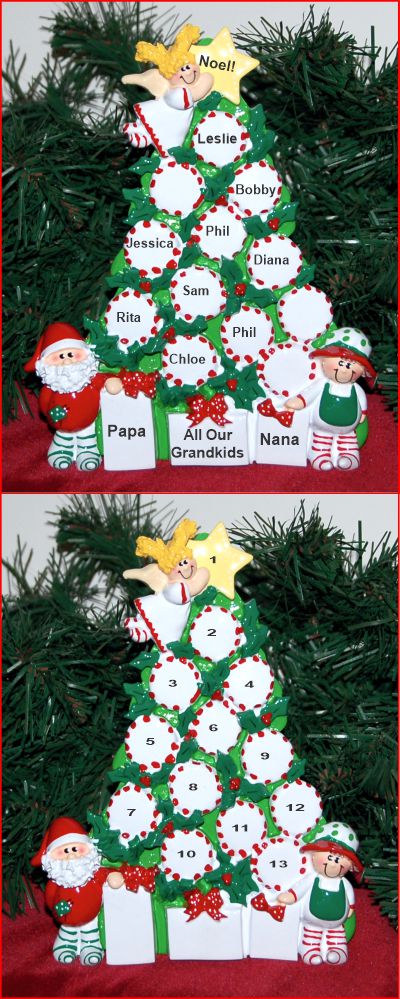 Personalized Grandparents Tabletop Christmas Decoration Peppermints for 9 by Russell Rhodes