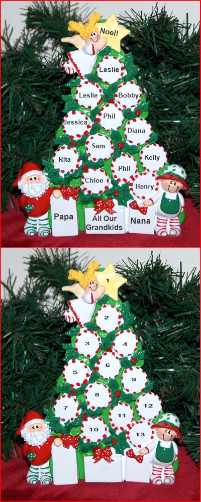 Personalized Grandparents Tabletop Christmas Decoration Peppermints for 12 by Russell Rhodes