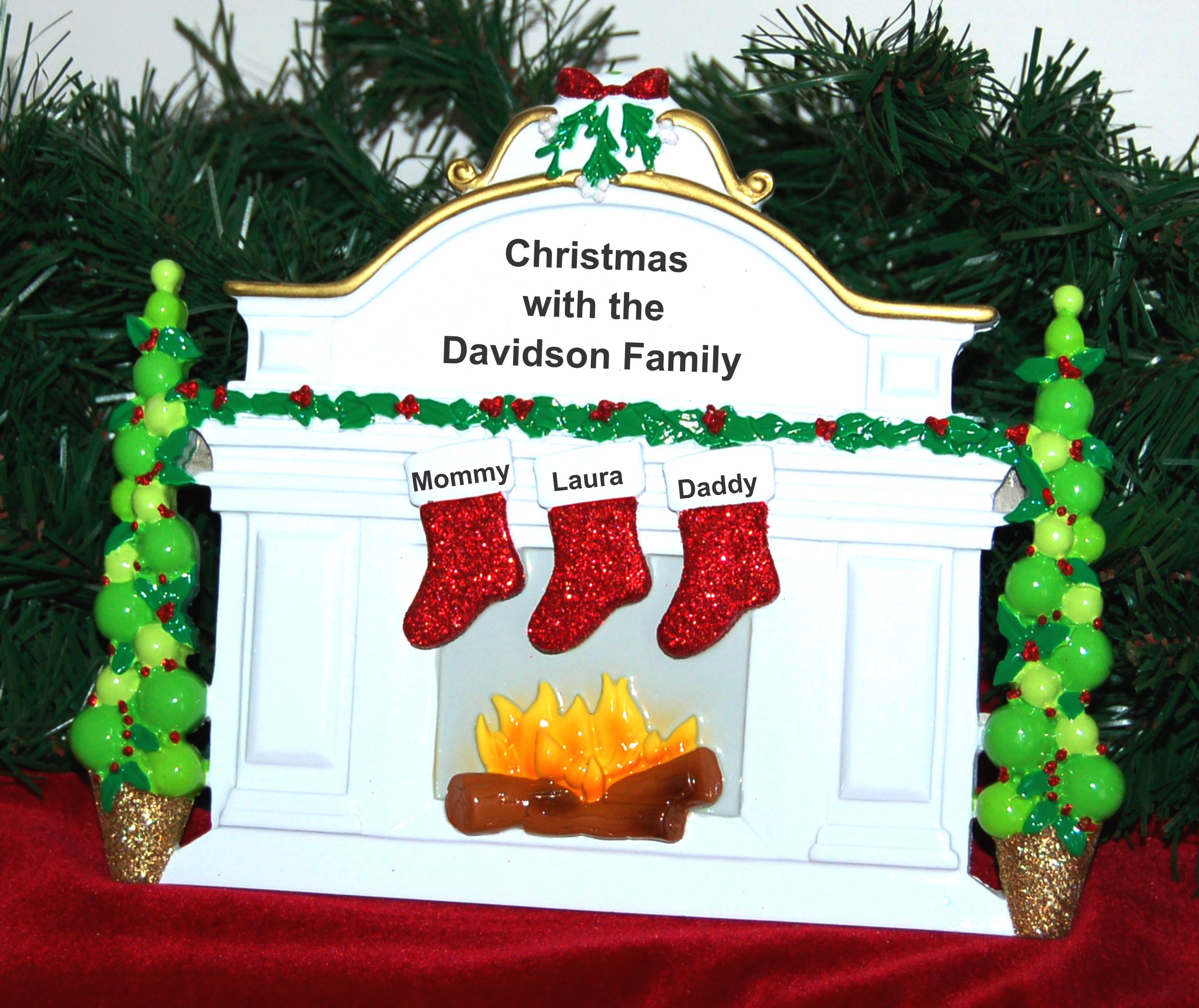 Family Tabletop Christmas Decoration Mantel Family 3 Personalized by RussellRhodes.com