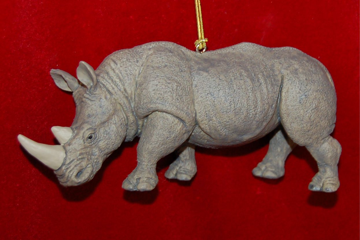 White Rhino Christmas Ornament Personalized by Russell Rhodes