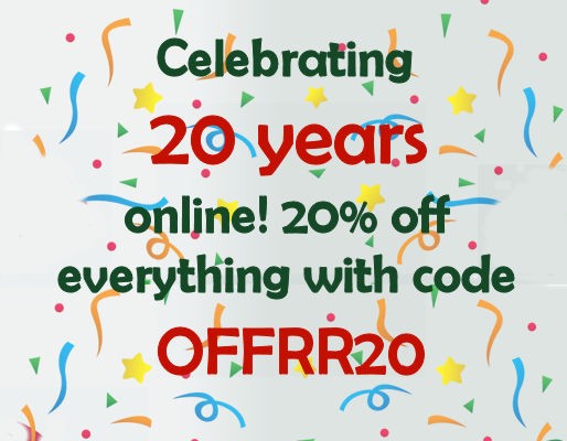 Celebrating 20 Years Online, Save 20 Percent On Everything