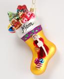Family Collection Mrs. Claus Stocking Glass Christmas Ornament Personalized by Russell Rhodes
