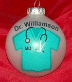 Scrubs for New Doctor Christmas Ornament Personalized by Russell Rhodes