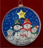 Snow Delightful Family of 5 Glass Christmas Ornament Personalized by Russell Rhodes