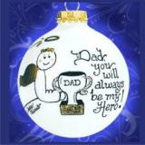 My Dad is My Hero! Glass Christmas Ornament Personalized by RussellRhodes.com