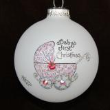 Personalized Crystal Celebrations Buggy Baby Girl Christmas Ornament Glass Personalized by Russell Rhodes