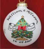 Sparkling Xmas Tree Our First Christmas Christmas Ornament Personalized by Russell Rhodes