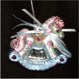 Baby's First Christmas Rocking Horse Glass Christmas Ornament Personalized by Russell Rhodes