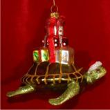 Holiday Sea Turtle Glass Christmas Ornament Personalized by Russell Rhodes