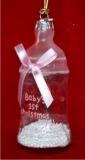 Baby Bottle Delights Pink Glass Christmas Ornament Personalized by Russell Rhodes
