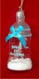 Baby Bottle Delights Blue Glass Christmas Ornament Personalized by Russell Rhodes