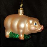 Big Pink Pig Glass Christmas Ornament Personalized by Russell Rhodes