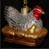 Hen on Nest Glass Christmas Ornament Personalized by RussellRhodes.com