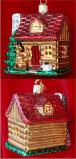 Cabin at the Lake Glass Christmas Ornament Personalized by Russell Rhodes