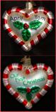 Our First Christmas Peppermint Twist Heart Glass Christmas Ornament Personalized by RussellRhodes.com