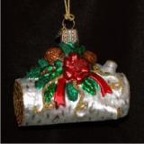 Yule Log Glass Christmas Ornament Personalized by Russell Rhodes