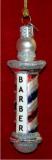Barber Pole Glass Christmas Ornament Personalized by Russell Rhodes