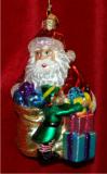 Santa's Bright-Eyed Buddy Glass Christmas Ornament Personalized by Russell Rhodes