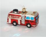 Fire Truck Glass Christmas Ornament Personalized by Russell Rhodes