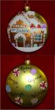 Family Gingerbread House Glass Christmas Ornament Personalized by Russell Rhodes