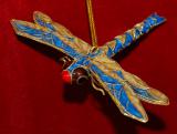 Dragonfly Christmas Ornament Cloisonne Blue by Russell Rhodes