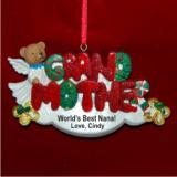 Grandmother with Angelic Teddy Bear Christmas Ornament Personalized by Russell Rhodes