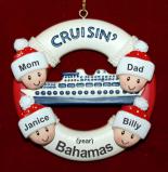 Family Cruise Christmas Ornament for 4 Personalized by RussellRhodes.com