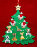 Family Christmas Tree Ornament for 3 with 6 Dogs, Cats, Pets Custom Add-ons Personalized by RussellRhodes.com